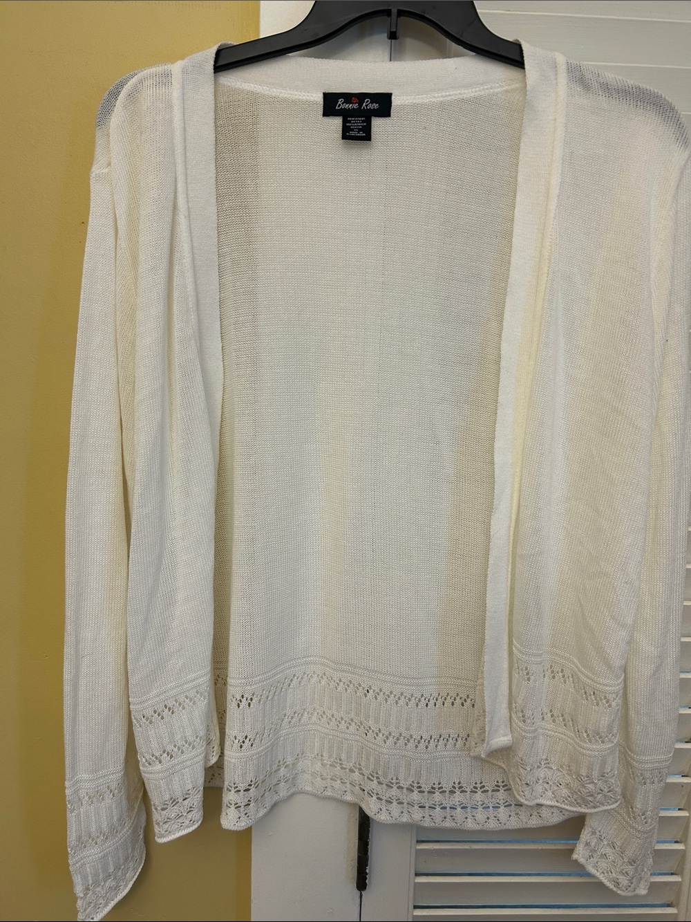 Others Follow Cream Open-Front Lace-Trim Cardigan